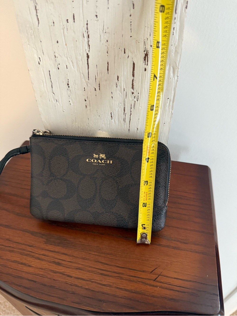 Coach Brown Signature Zip Wristlet with Gold Logo - Picture 10 of 11
